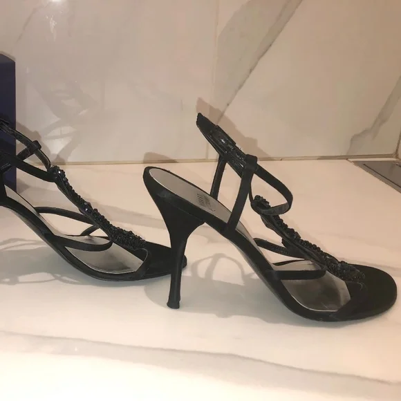 Stuart Weitzman Black Satin Caviar sandals - Picture 6 of 10